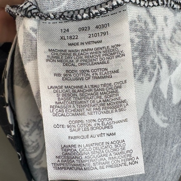 Columbia size M Black and White Floral T shirt Dress with short sleeves, cotton - Picture 6 of 6